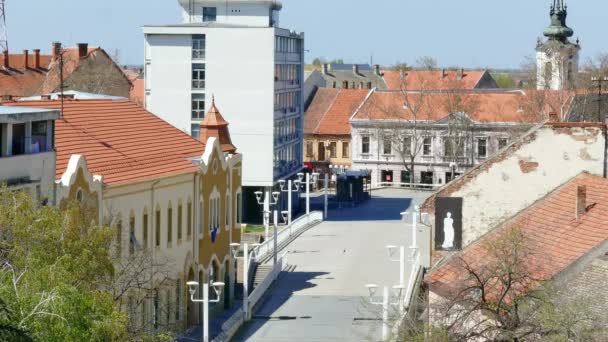 Zrenjanin Serbia Abril 2020 Hora Policía Quarantina Calles Vacías Ciudad — Vídeo de stock