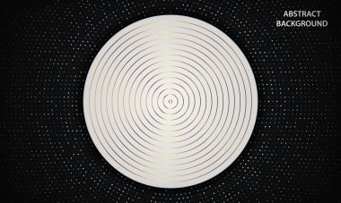 Soyut lüks siyah beyaz örtüşen arka planda gümüş halka benekler süsleme yapar. Altın çizgili bir doku. Modern vektör tasarım şablonu.