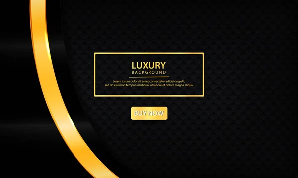 Luxus Schwarzen Abstrakten Hintergrund Texturiert Mit Realistischer Goldener Linie Geometrischem — Stockvektor