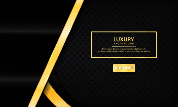 Luxus Schwarzen Abstrakten Hintergrund Texturiert Mit Realistischer Goldener Linie Geometrischem — Stockvektor
