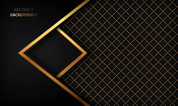 优雅的黑色豪华背景 黑色皮革纹理与黄金金属细节 现代矢量设计模板 — 图库矢量图片