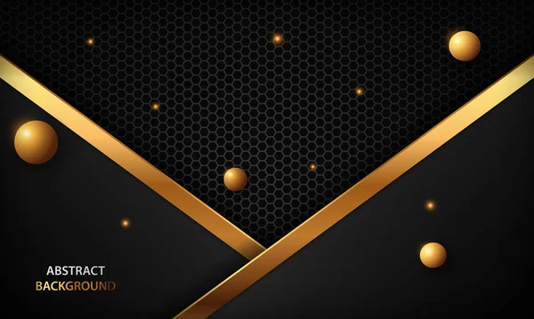 Fondo Lujo Abstracto Negro Textura Con Elemento Dorado Realista Fondo — Vector de stock