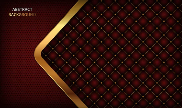 Dunkelroter Hintergrund Mit Goldenem Element Und Realistisch Geknöpftem Leder Luxus — Stockvektor