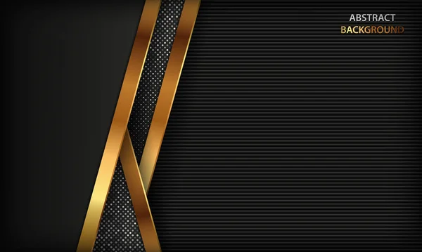 Чорний Абстрактний Розкішний Фон Текстура Реалістичним Золотим Елементом Срібними Блискітками — стоковий вектор