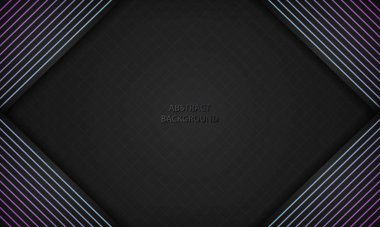 Gradyan geometrik çizgi element dekorasyonlu koyu soyut arkaplan. Modern örtüşme katmanı arka planı. Vektör illüstrasyonu.