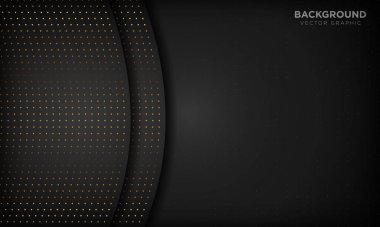 Üst üste binen siyah lüks arka plan. Altın parıltılı doku nokta elementi. Vektör illüstrasyonu.