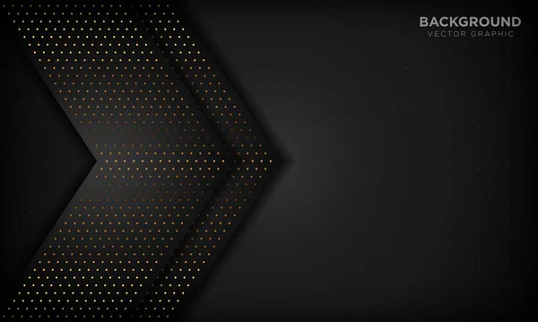 Black Luxury Abstract Background Overlap Layers Texture Gold Glitters Dot — 스톡 벡터