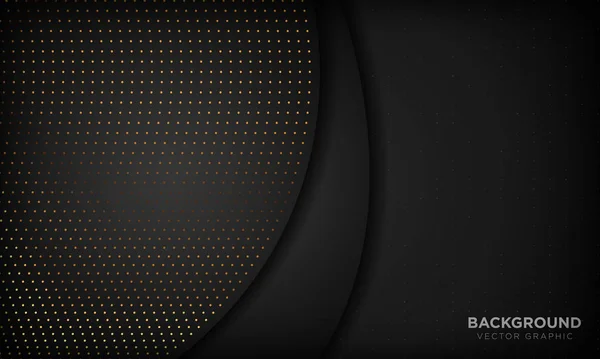 重複層と黒の豪華な抽象的な背景 金のグリッタードット要素でテクスチャ ベクターイラスト — ストックベクタ