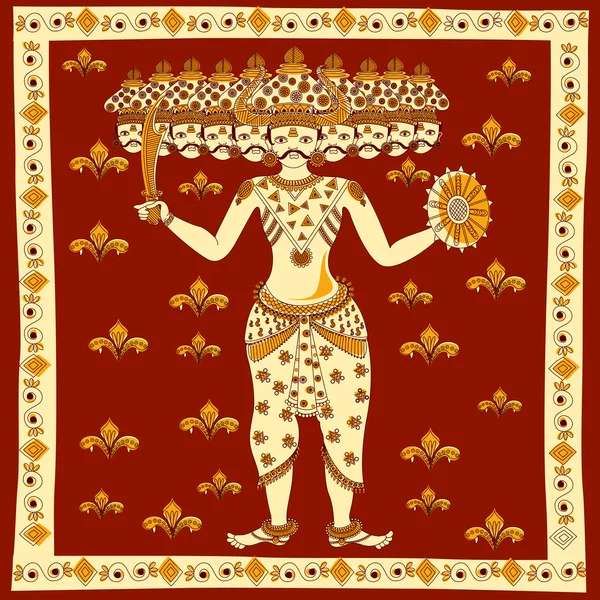 Ravana con diez cabezas para Dussehra — Vector de stock
