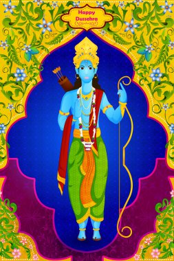 Tanrı Rama mutlu Dussehra isteyen