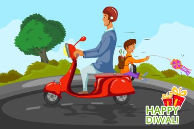 Diwali kutlamaları havai fişek zevk baba ile çocuk