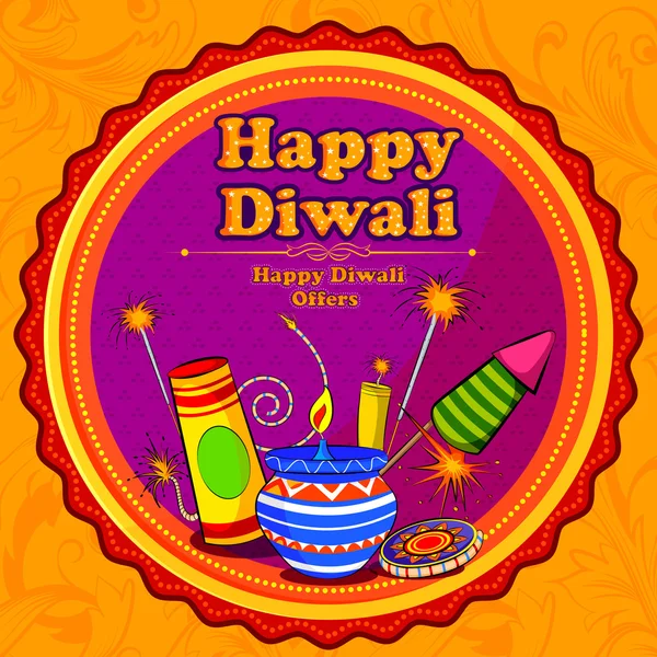 Licht Festival van India Gelukkige Diwali viering — Stockvector