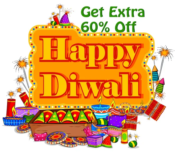 Light festival of India Happy Diwali discount sale promotion offer banner — Stock Vector