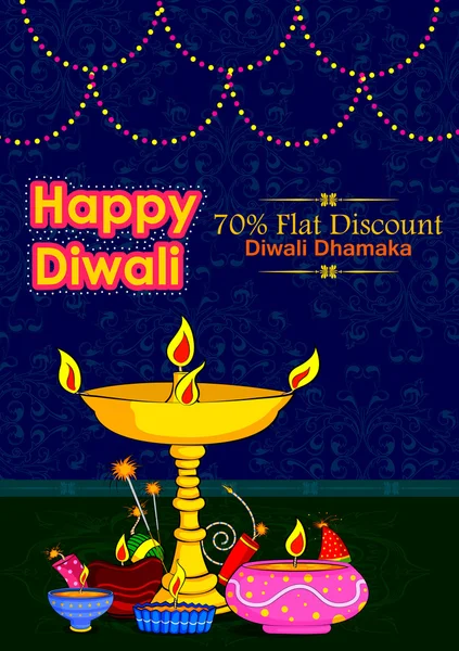 Light festival of India Happy Diwali discount sale promotion offer banner — Stock Vector