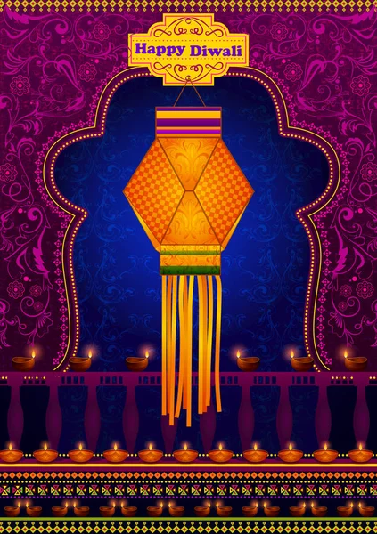 Festival de la luz de la India Happy Diwali celebración de fondo — Vector de stock