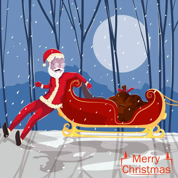 Santa v Merry Christmas holiday greeting card pozadí — Stockový vektor