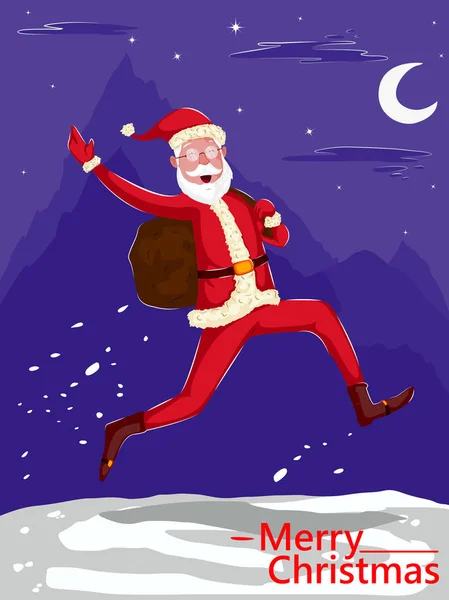 Santa v Merry Christmas holiday greeting card pozadí — Stockový vektor