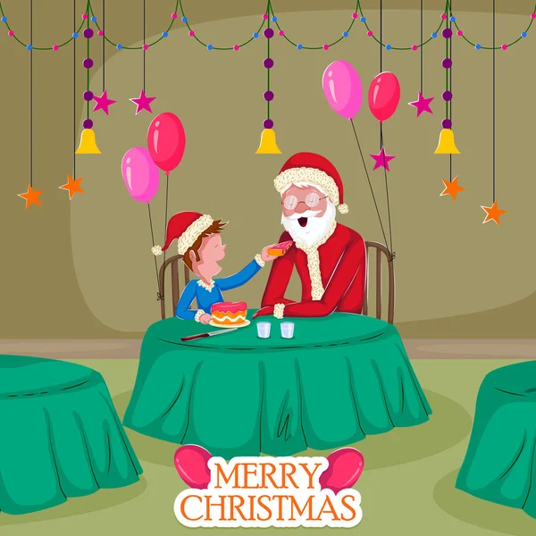Santa Merry Christmas holiday gratulationskort bakgrunden — Stock vektor