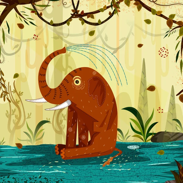 Animal salvaje Elefante en el fondo de la selva — Archivo Imágenes Vectoriales