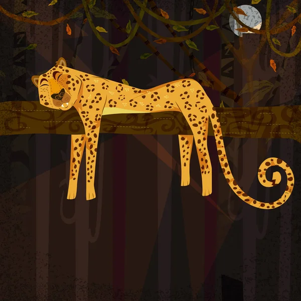 Animal salvaje Cheetah en bosque selvático fondo — Vector de stock