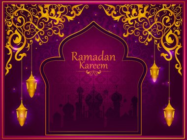 Decorated Islamic Arabic floral design for Ramadan Kareem background on Happy Eid festival clipart