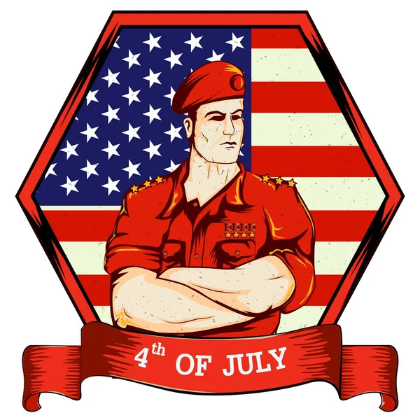7 월 4 일에 육군 남자 행복 한 독립 기념일 미국 배경 — 스톡 벡터