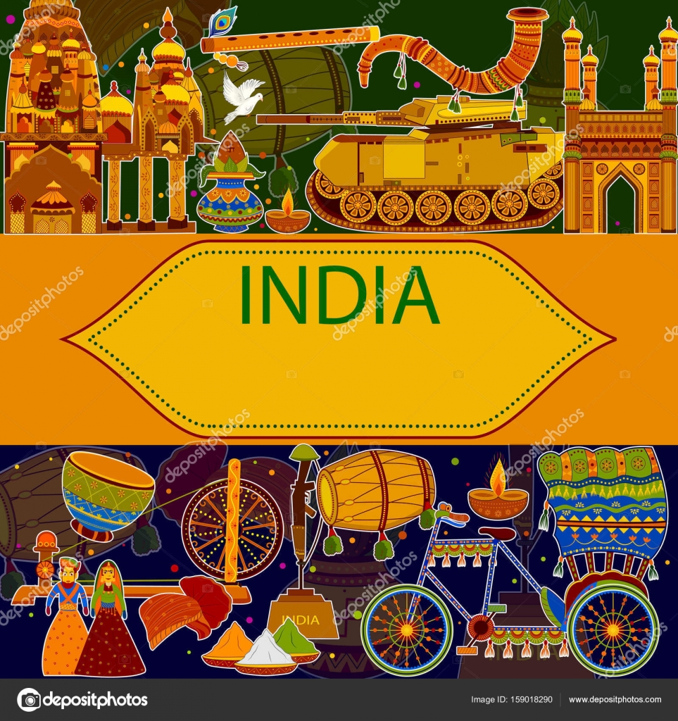 Incredible India background depicting Indian colorful culture and religion  Stock Vector Image by ©stockillustration #159018290