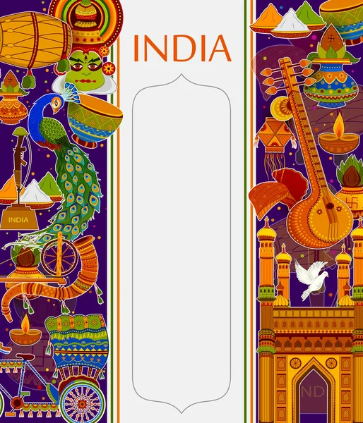 Increíble fondo de la India que representa la cultura colorida india y la religión — Vector de stock