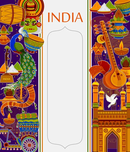 Incredible India background depicting Indian colorful culture and religion — Stock Vector