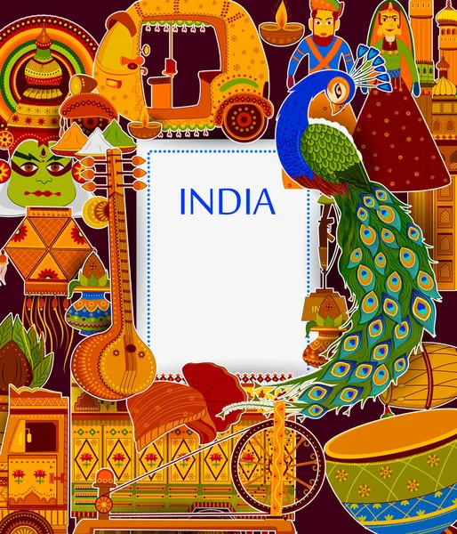 Increíble fondo de la India que representa la cultura colorida india y la religión — Vector de stock