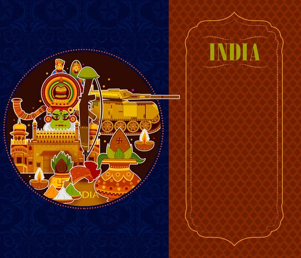 Increíble fondo de la India que representa la cultura colorida india y la religión — Vector de stock