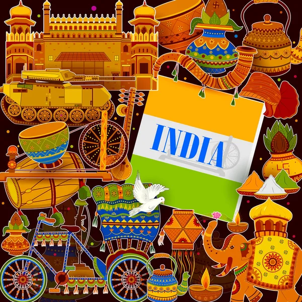 Incrível Índia fundo retratando indiana cultura colorida e religião —  Vetores de Stock