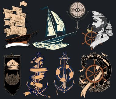 Vintage retro deniz Voyager etiket tasarımı