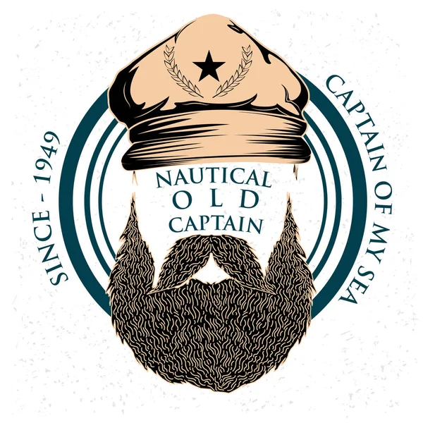 Vintage rétro Nautical Voyager Sailor Captain label design — Image vectorielle