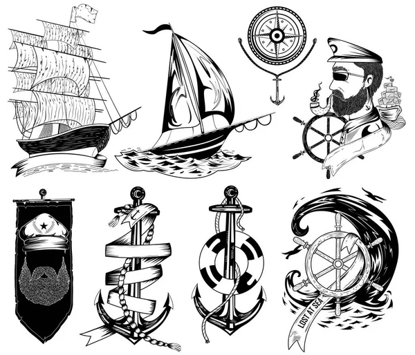 Vintage rétro Nautical Voyager design d'étiquette — Image vectorielle