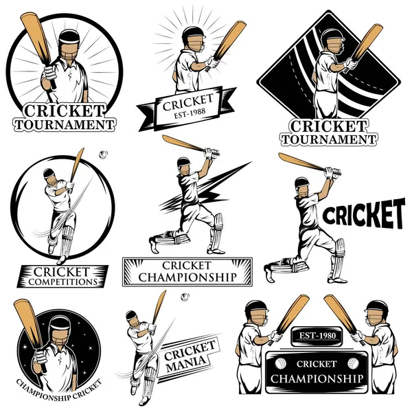 Topa vuran oyuncu oyuncu kriket oynamak oyun spor — Stok Vektör