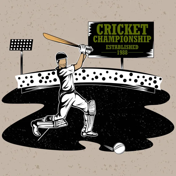 Slagman sport spelaren spela spelet cricket — Stock vektor