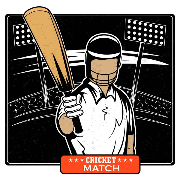 Topa vuran oyuncu oyuncu kriket oynamak oyun spor — Stok Vektör