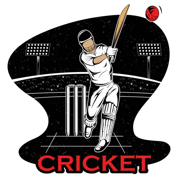 Игрок, играющий в крикет — стоковый вектор