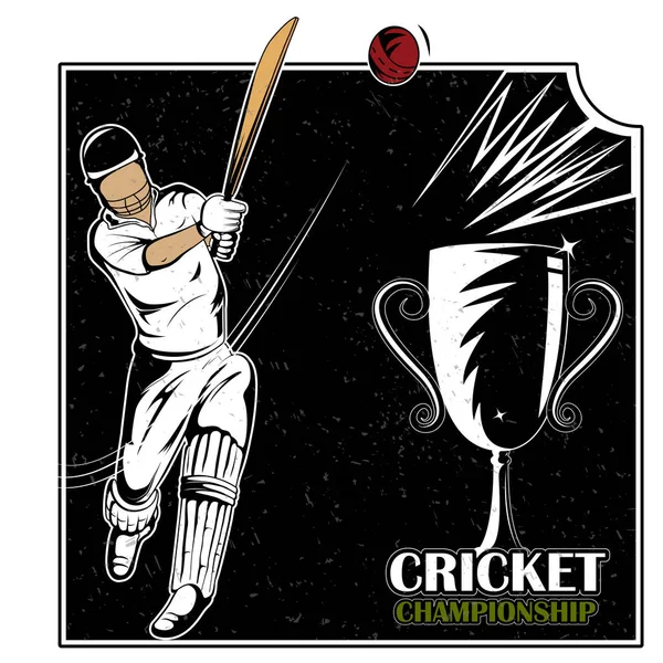 Batsman jugador de deportes jugando juego de cricket — Vector de stock