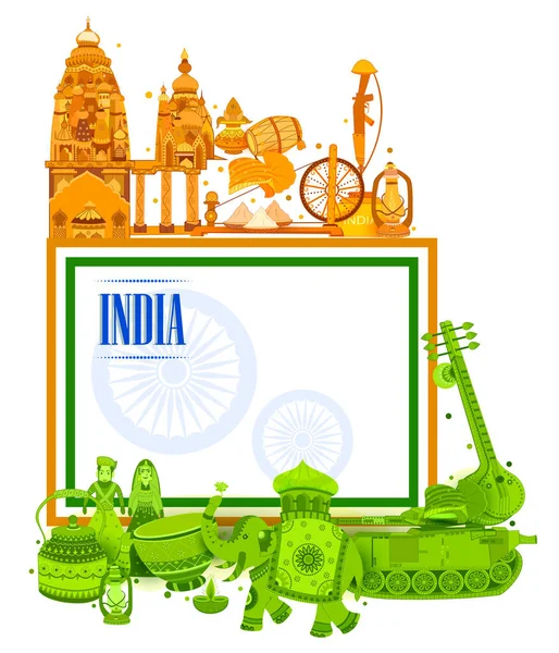 15 de agosto Independencia de la India fondo tricolor — Vector de stock