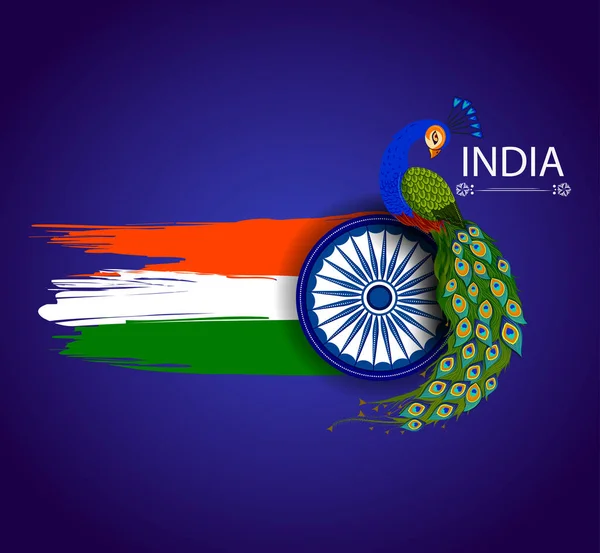 15 de agosto Independencia de la India fondo tricolor — Vector de stock