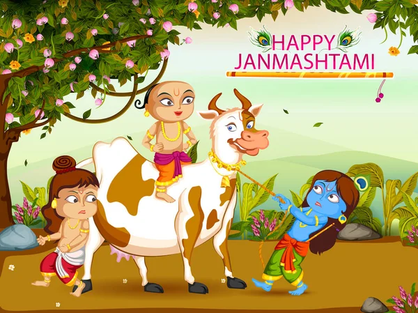 Krishna janmashtami arka plan — Stok Vektör