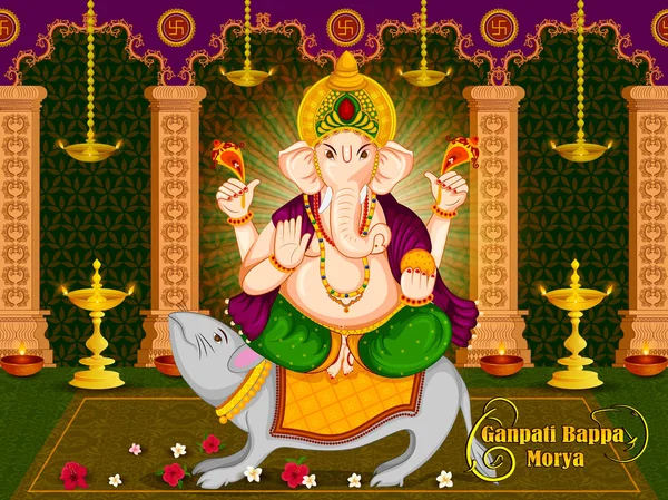 Feliz festival Ganesh Chaturthi celebração da Índia — Vetor de Stock