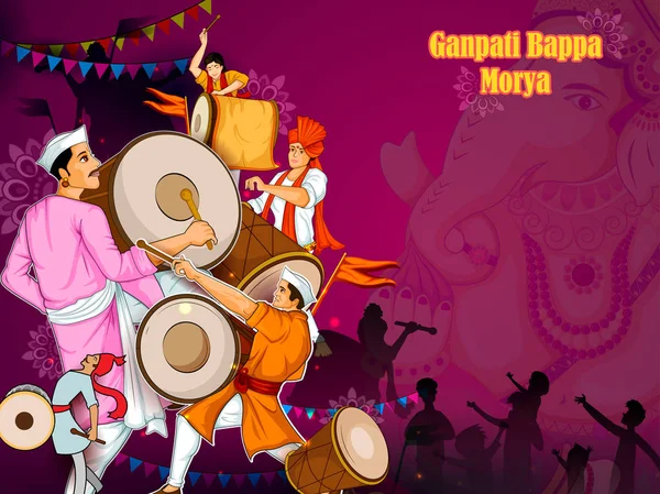 Lord Ganpati for Happy Ganesh Chaturthi festival celebration of India — Stock Vector