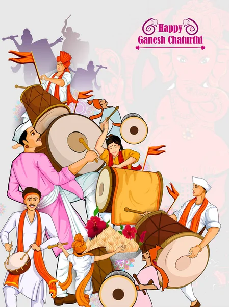 Señor Ganpati para la celebración del festival Ganesh Chaturthi feliz de la India — Vector de stock