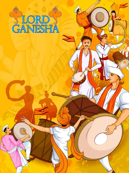 Lord Ganpati para a celebração do festival Happy Ganesh Chaturthi da Índia — Vetor de Stock