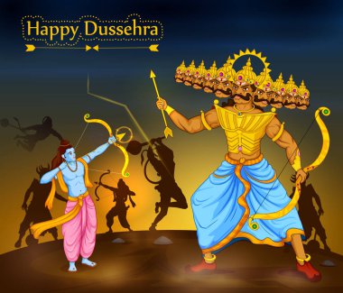 Tanrı Rama Ravana Hindistan Dussehra festival süresince öldürmek
