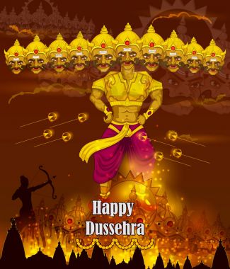 Tanrı Rama Ravana Hindistan Dussehra festival süresince öldürmek