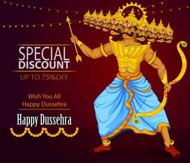 On mutlu Dussehra Festivali Hindistan'ın satış ve promosyon özgeçmişlerine isteyen Ravana başlı